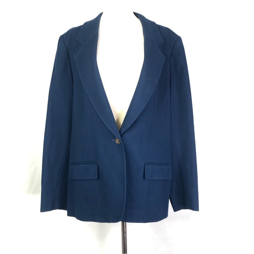 Vintage Pendleton blazer navy 100% wool made in USA single button long 16
